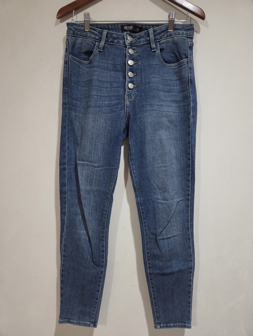 Just Black Skinny High Rise Button Fly Stretch Denim Jeans Size 29